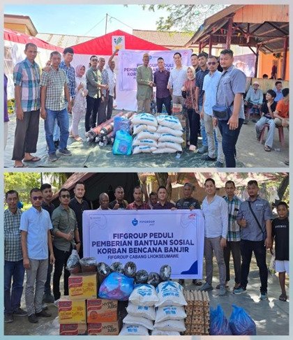 FIFGROUP Lhokseumawe Salurkan Bantuan Kepada Korban Banjir di Desa Keude Bungkah dan Blang Peuria